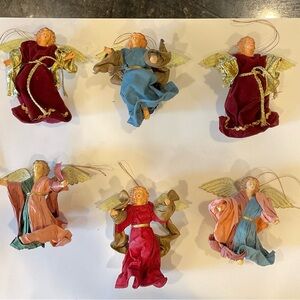 6 VINTAGE PAPER MACHE ANGELS